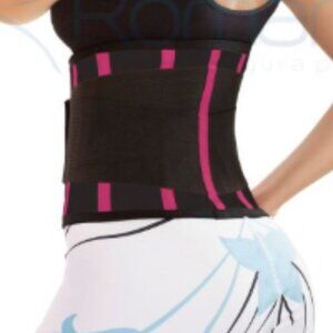Posture Correcting Latex Cincher w/ Double Velcro Compression| Black w/ Pink
